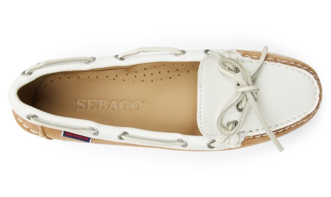 Dame Nina Semsket Skinn Bala Moccasin Beige-hvit Sebago Norge